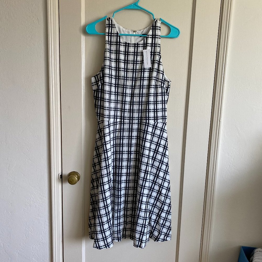 Ann Taylor white/black striped dress NWT